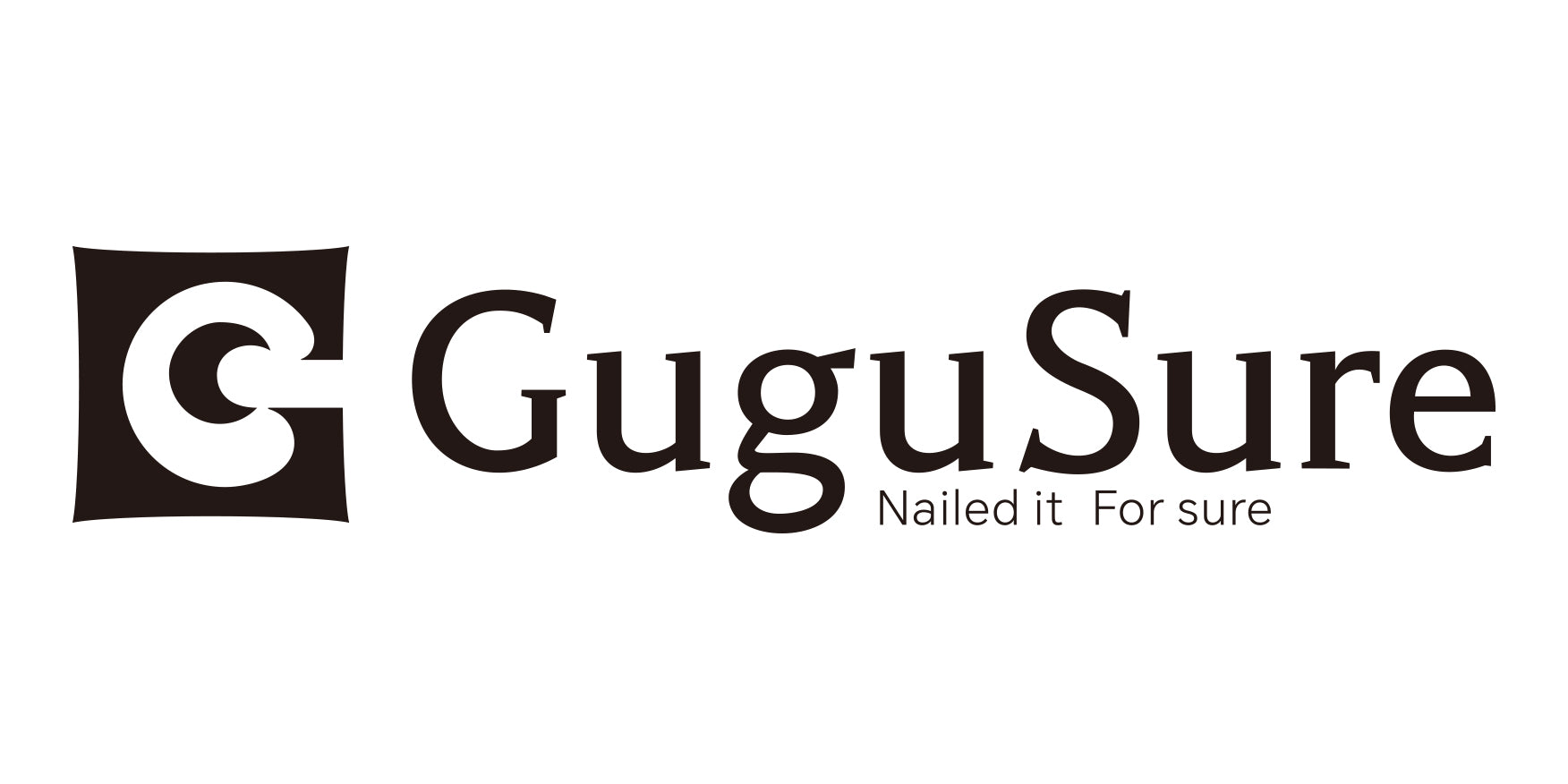 GuguSure official logo with tagline Nailed it For sure. Premium nail lamps and e-files.