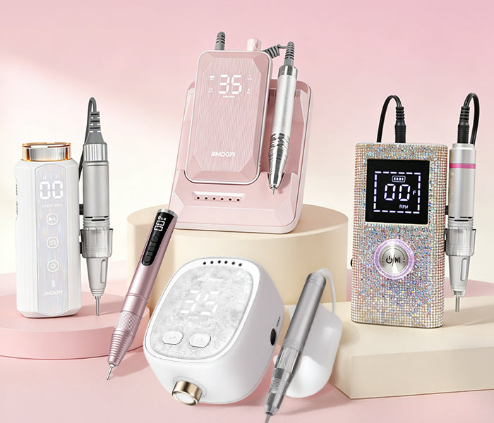 A collection of Gugusure professional electric nail drills, ranging from portable rechargeable e-files to heavy-duty desktop machines for acrylics and gels.