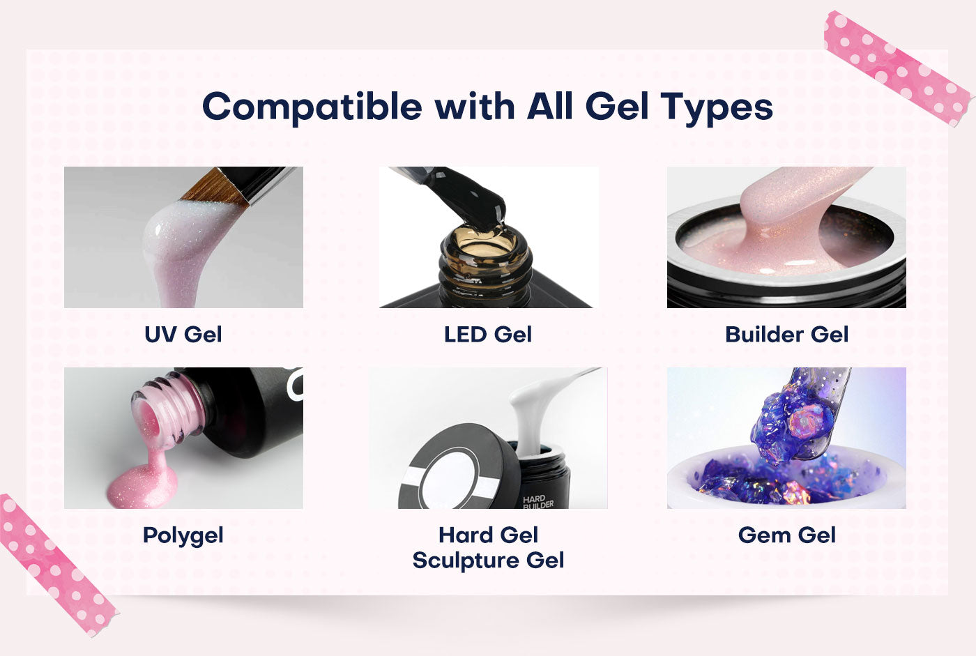 Gugusure rhinestone UV LED nail lamp compatible with all gel types, including UV gel, LED gel, builder gel, polygel, hard gel sculpture gel, and gem gel