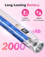 Internal view of the Gugusure pink nail wand showing its massive 2000mAh long-lasting battery and Type C charging.