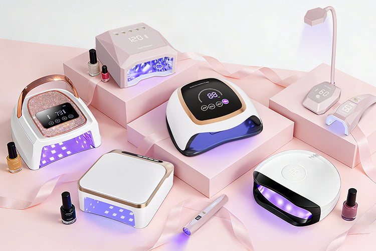 Aesthetic display of the Special Edition nail dryer series, including luxury rhinestone, gooseneck, and high-power models perfect for home salons.