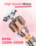 Detailed 3D render of the high-speed motor inside the alloy manicure dust extractor. Features an adjustable 2500 to 3500 RPM turbine fan for maximum salon-grade performance and durability.