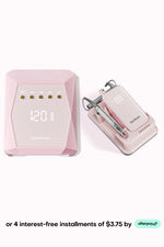 Create the ultimate home salon with this pink professional nail curing light and e-file set perfect for acrylics and gel polish. This essential nail tech equipment bundle pairs a diamond-cut faceted UV LED lamp with a matching desktop electric nail drill station, showcasing sleek blank digital displays for a highly organized workspace. Grab this beautiful manicure combo now and take advantage of incredibly low payments with four interest-free installments of $3.75 via Afterpay.