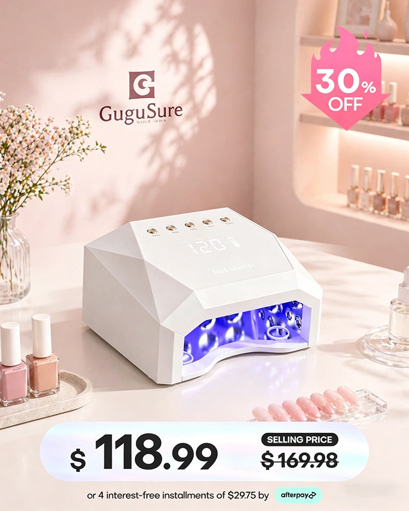 Maintain a flawless workspace using this minimalist white nail dust extractor fan designed for heavy-duty professional salon use. The high-suction tabletop manicure vacuum is made of highly durable corrosion-resistant material for long-lasting protection, showcasing a sleek silver diamond-patterned mesh grille, intuitive speed control buttons, and a blank screen to ensure a healthy and breathable dust-free environment.